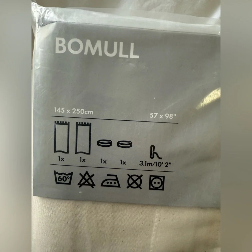 Ikea | Pair Bomull Oatmeal Tab Top Curtains 57” X 98” Tie PullBack NIP Drapes